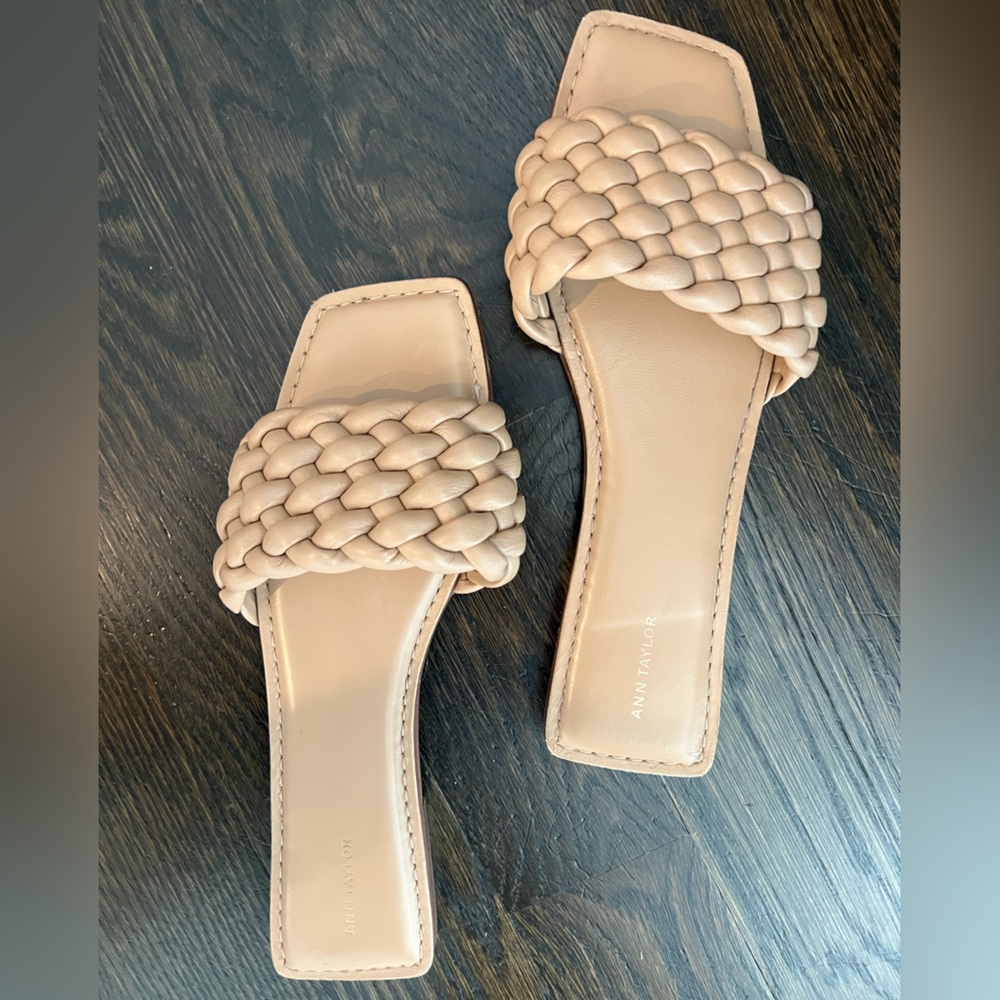 Ann Taylor Woven Puffy Leather Slides size 10